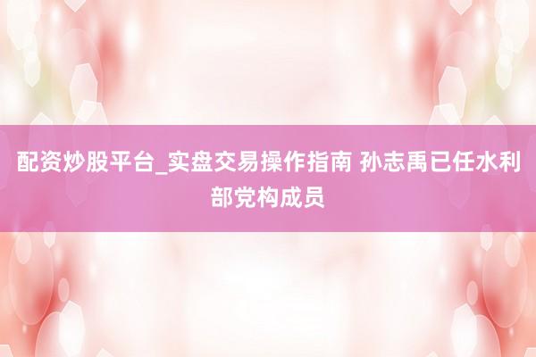 配资炒股平台_实盘交易操作指南 孙志禹已任水利部党构成员