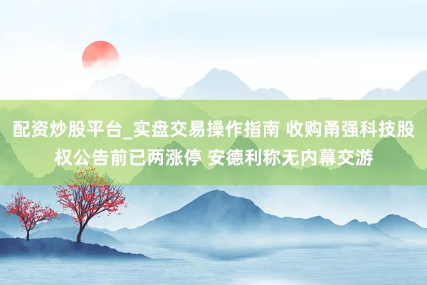 配资炒股平台_实盘交易操作指南 收购甬强科技股权公告前已两涨停 安德利称无内幕交游